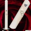 Hochzeitskerze elfenbein mit silbernen Tauben und Herzen, personalisierbar mit Namen und Datum, perfekte Hochzeitsdeko