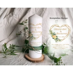 Hochzeitskerze Geometric Heart - Stumpenkerze