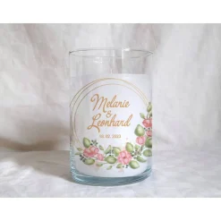 Hochzeitskerze im Glas - Design Blumenkranz