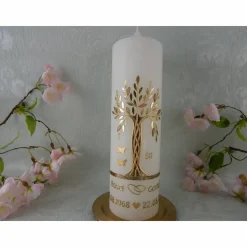 Hochzeitskerze Lebensbaum - goldene Hochzeit - Hochzeitskerze - Hochzeitskerze Baum - Hochzeit Dekoration - Hochzeit Geschenk - gold - mit Name Datum 250/70 mm Original Design HKR656