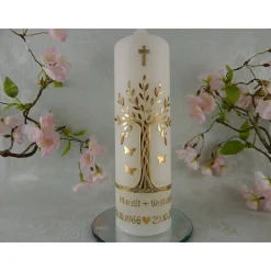 Hochzeitskerze Lebensbaum - goldene Hochzeit - Hochzeitskerze - Hochzeitskerze Baum - Hochzeit Dekoration - Hochzeit Geschenk - gold - mit Name Datum 250/70 mm Original Design HKR656
