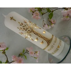 Hochzeitskerze Lebensbaum - goldene Hochzeit - Hochzeitskerze - Hochzeitskerze Baum - Hochzeit Dekoration - Hochzeit Geschenk - gold - mit Name Datum 250/70 mm Original Design HKR656