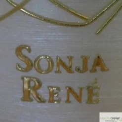 Hochzeitskerze oval mit Perlmutt-Oberfläche und „&“-Symbol, personalisierbar, edle Hochzeitsdeko