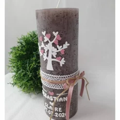 Hochzeitskerze Rustik braun mit Baum