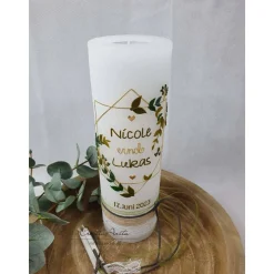 Hochzeitskerze Rustik ivory mit/ohne Teelichteinsatz - Vintage geometric - Gold-Natur inkl. Aufbewahrungskarton