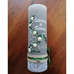 Hochzeitskerze Rustikal Rustica, Vintage-Look, Shabby, Hochzeitkerze, Brautkerze, inkl Wachsbeschriftung