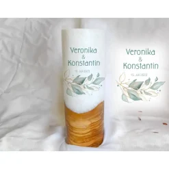 Hochzeitskerze Salbei II - Holzkerze