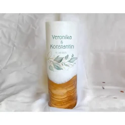 Hochzeitskerze Salbei II - Holzkerze