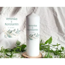 Hochzeitskerze Salbei II - Stumpenkerze