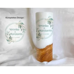 Hochzeitskerze Salbei rund - Holzkerze