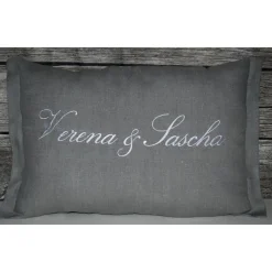 Hochzeitskissen bestickt  - Frau und Herr- personalisierbar  aus Leinen