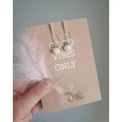 Hochzeitsohrringe Silber mit  weißer Perle und türkisem Apatit