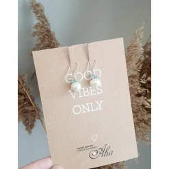 Hochzeitsohrringe Silber mit weißen Perlen und blauem Apatit