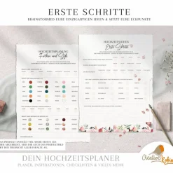 HOCHZEITSPLANER zum Ausdrucken |  Hochzeitsplanung DIY oder Planer für die Trauzeugin | DIN A4 | 170 Seiten