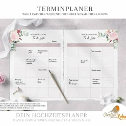 HOCHZEITSPLANER zum Ausdrucken |  Hochzeitsplanung DIY  oder Planer für die Trauzeugin | DIN A4 | 130 Seiten