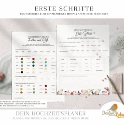 HOCHZEITSPLANER zum Ausdrucken |  Hochzeitsplanung DIY  oder Planer für die Trauzeugin | DIN A4 | 130 Seiten