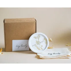 Hochzeits-Ringschale mit edlem Blattgold-Finish | Personalisierte Ringschale "Namen und Datum" mit Schleife