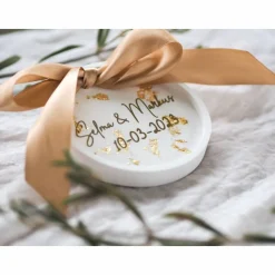 Hochzeits-Ringschale mit edlem Blattgold-Finish | Personalisierte Ringschale 