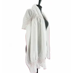 HOCHZEITSSCHAL mit HANDSMOCK + PERLEN Chiffontuch Brauttuch, weiße Stola