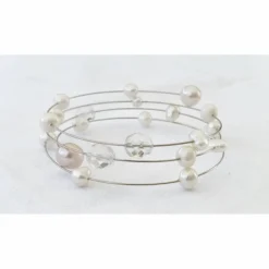 Hochzeitsschmuck Perlen, Brautschmuckset 3-teilig, echte Perlen und böhmische Kristalle