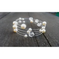 Hochzeitsschmuck Perlen, Brautschmuckset 3-teilig, echte Perlen und böhmische Kristalle