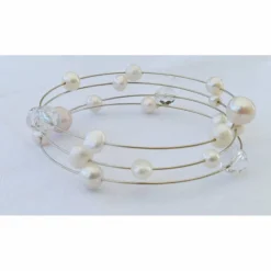 Hochzeitsschmuck Perlen, Brautschmuckset 3-teilig, echte Perlen und böhmische Kristalle