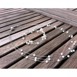 Hochzeitsschmuck Perlen, Schmuckset 2-teilig für zierliche Bräute, echte Perlen