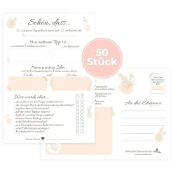 Hochzeitsspiel & Gästebuch-Karten für 50 Gäste im schönem Pampasgras Design | CreativeRobin