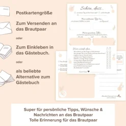Hochzeitsspiel & Gästebuch-Karten für 50 Gäste im schönem Pampasgras Design | CreativeRobin
