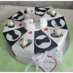 Hochzeitstorte als Geldgeschenk, Weiß/Schwarz, Hochzeitsgeschenk