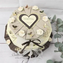 Hochzeitstorte Geldgeschenk 3-stöckig BRAUN-CREME