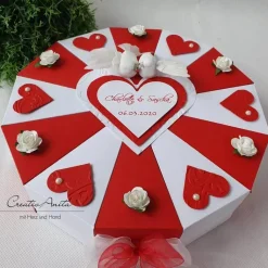 Hochzeitstorte Torte ROT-WEISS Geldgeschenk