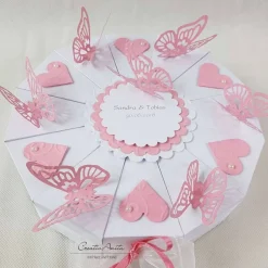Hochzeitstorte Torte SCHMETTERLINGE weiß-rosa
