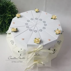 Hochzeitstorte Torte 3stö. CREME-WEISS Geldgeschenk