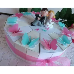 Hochzeitstorte/Schachteltorte/Geldgeschenktorte mit 23cm Ø, in weiß/perlweiß