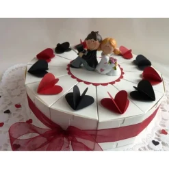 Hochzeitstorte/Schachteltorte/Geldgeschenk mit 23cm Ø, in weiß/rot/schwarz