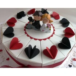 Hochzeitstorte/Schachteltorte/Geldgeschenk mit 23cm Ø, in weiß/rot/schwarz