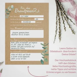 Hochzeitswünsche für das Brautpaar I Hochzeitsspiel für 50 Gäste I im handlichen A5 Notizblock Format I CreativeRobin