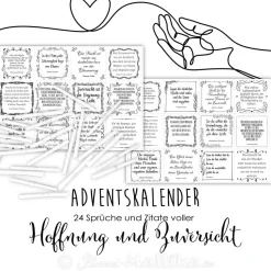 HOFFNUNG und ZUVERSICHT Adventskalender mit 24 stimmungsvollen Zitaten und Sprüchen, digital oder gedruckt