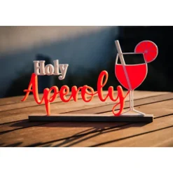Holy Aperoly 3D Druck Schriftzug auf einer Holzleiste / Mädelsabend / Party / Deko / Geschenk