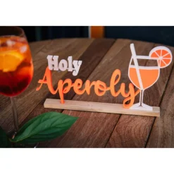 Holy Aperoly 3D Druck Schriftzug auf einer Holzleiste / Mädelsabend / Party / Deko / Geschenk