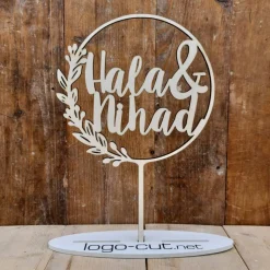 Holz Cake Topper Hochzeit personalisiert V17