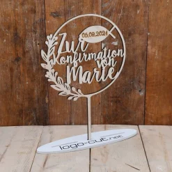 Holz Cake Topper Konfirmation V11