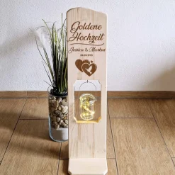Holz Deko Schild Goldene Hochzeit mit Namen und Datum