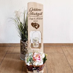 Holz Deko Schild Goldene Hochzeit mit Namen und Datum