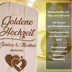 Holz Deko Schild Goldene Hochzeit mit Namen und Datum