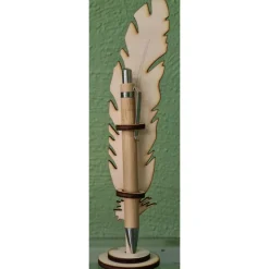 Holz Feder Stifthalter mit personalisiertem Kugelschreiber aus Bambus