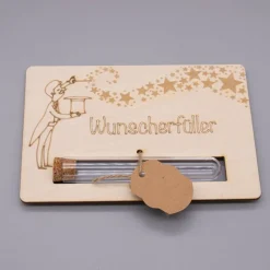 Holz Geschenkkarte -  Geldgeschenk Wunscherfüller - Zauberer oder Fee