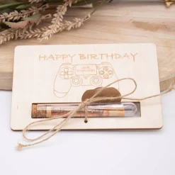 Holz Geschenkkarte -  Geldgeschenk Controller - Kauf dir was schönes