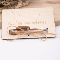 Holz Geschenkkarte -  Geldgeschenk Controller - Kauf dir was schönes